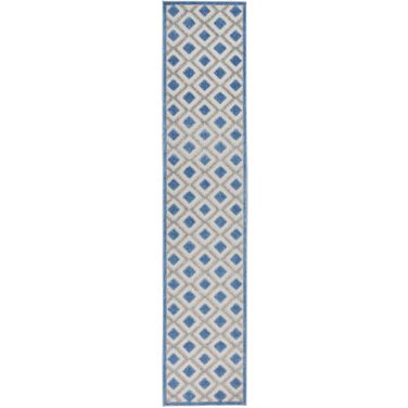 Aloha 2'3" x 10' Modern Rug In Blue Grey