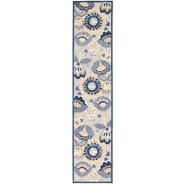 Aloha 2'3" x 12' Farmhouse Rug In Blue Grey