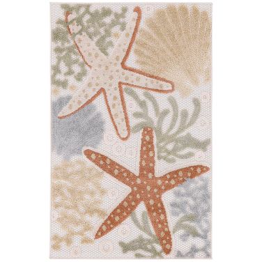 Aloha 2'8" x 4' Outdoor Rug In Ivory Multi