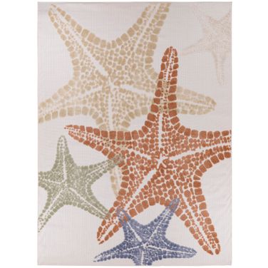 Aloha 7'10" x 10'6" Outdoor Rug In Ivory Multi