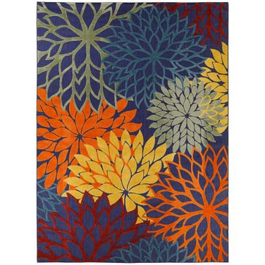 Aloha 7'10" x 10'6" Outdoor Rug In Navy Multi