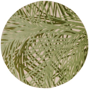 Aloha 7'10" x 7'10" Round Outdoor Rug In Ivory and Green
