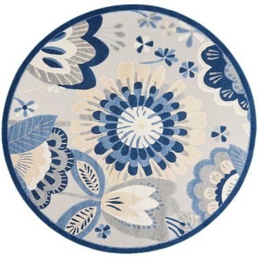 Aloha 7'10" x 7'10" Round Contemporary Rug In Blue Grey