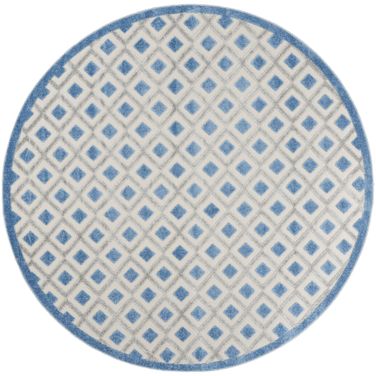 Aloha 7'10" x 7'10" Round Modern Rug In Blue Grey