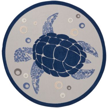 Aloha 7'10" x 7'10" Round Rug In Navy Blue