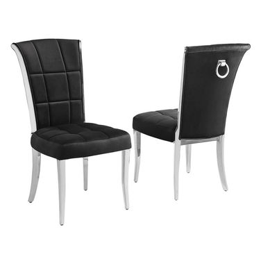 Alondra Side Chairs Set of 2 In Black Velvet and Chrome