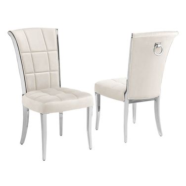 Alondra Side Chairs Set of 2 In Cream Velvet and Chrome