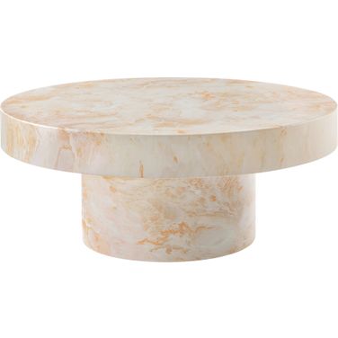 Alora Indoor - Outdoor Patio Concrete Round Coffee Table In Honey Onyx