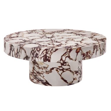Alora Indoor - Outdoor Patio Concrete Round Coffee Table In Red Marble