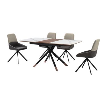 Alora Maverick Extendable 5 Piece Dining Set with Swivel Chairs In Gray