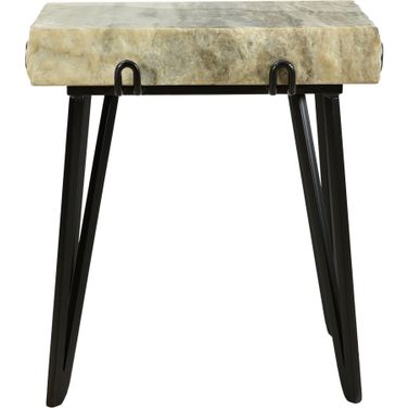 Alpert Light Brown Marble Accent Table
