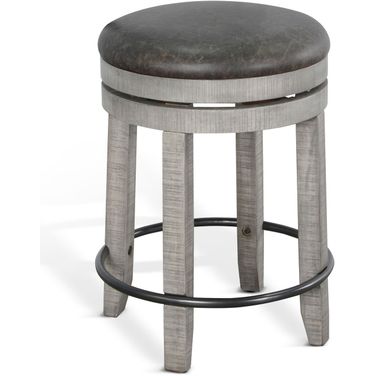 Alpine Swivel Counter Stool with Cushion Seat Set of 2 In Grey
