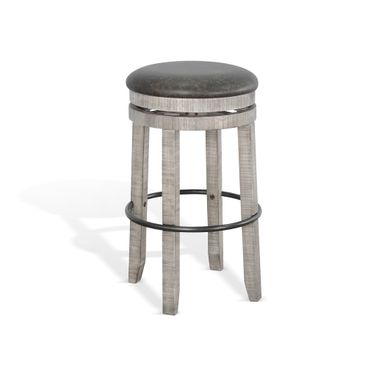Alpine 18 Inch Swivel Barstool with Cushion Seat Set of 2 In Grey