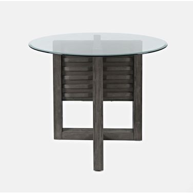 Altamonte 48 Inch Round Counter Height Table with Glass Top In Brushed Grey