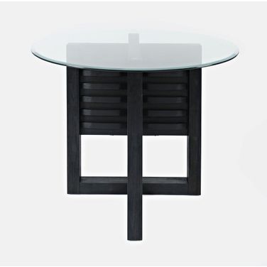 Altamonte 48 Inch Round Counter Height Table with Glass Top In Dark Charcoal