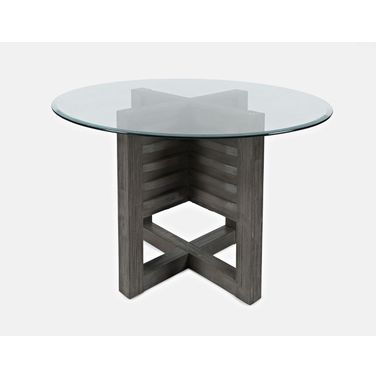 Altamonte 48 Inch Round Dining Table with Glass Top In Brushed Grey