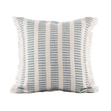 Altar 20" x 20" Down Alternative Insert Crans Striped Indoor/Outdoor Throw Pillow In Blue and Ivory