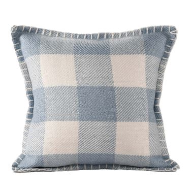 Altar 20" x 20" Down Alternative Insert Dunmore Plaid Indoor/Outdoor Throw Pillow In Blue and Ivory
