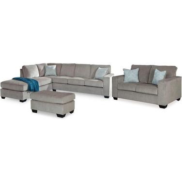 Altari 2-Piece Sectional with Chaise, Loveseat and Ottoman In Alloy