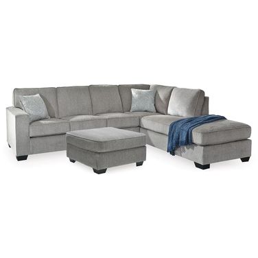 Altari 2-Piece Sectional with Chaise and Oversized Ottoman In Alloy