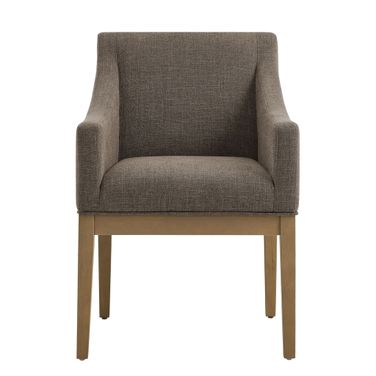 Alton Fabric Upholstered Dining Armchair In Mocha and Natural