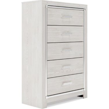 Altyra White Five Drawer Chest
