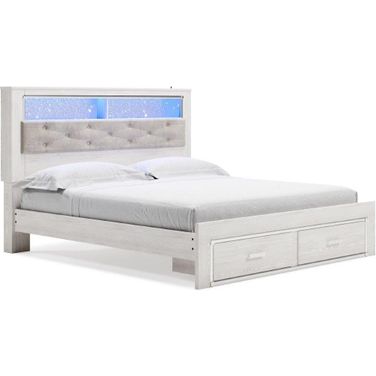 Altyra White King Panel Bookcase Storage Bed