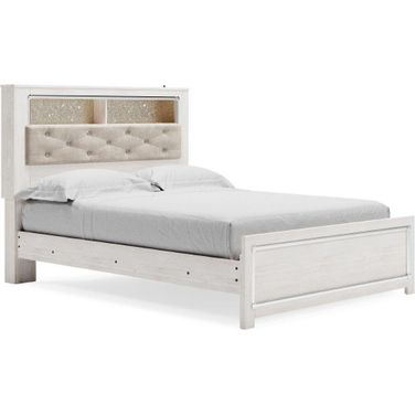 Altyra White Queen Panel Bookcase Bed