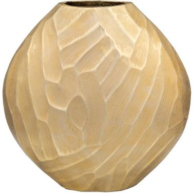Aluminum 14 Inch Hammered Vase In Champagne