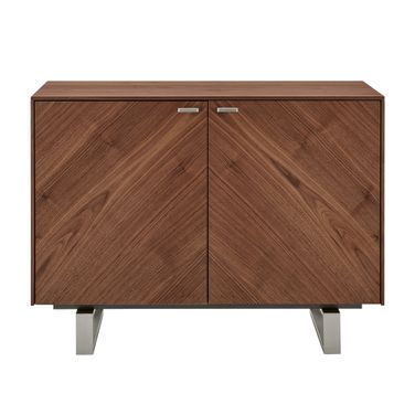 Alvarado 40 Inch Sideboard In Walnut and Brushed Stainless Steel