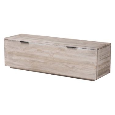 Alvaro Wood Storage Trunk with Hinged Lid In White Wash and Black