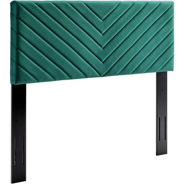 Alyson Teal Angular Channel Tufted Performance Velvet Twin Headboard