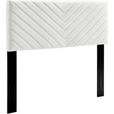 Alyson White Angular Channel Tufted Performance Velvet King / California King Headboard