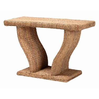 Alyssa Handwoven Seagrass Console Table In Natural Brown