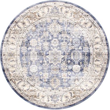 Amadeus Design Power Loom Area Rug- 6' x 6' In Blue and Ivory