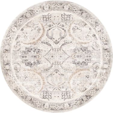 Amadeus Design Power Loom Area Rug- 6' x 6' In Ivory and Silver