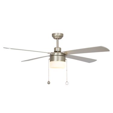 Amalfi 52 Inch 4-Blade No Light Ceiling Fan with Pull Chain In Brushed Nickel and Silver