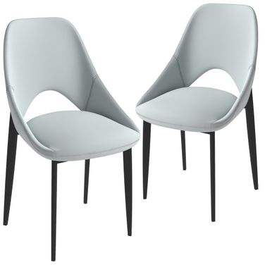 Amalfi Modern Fabric Dining Chair Set of 2 In Coconut White