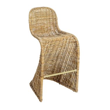 Amalfi Woven Rattan Outdoor S-Shaped Barstool In Natural