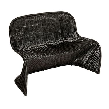 Amalfi Woven Rattan Outdoor S-Shaped Bench In Black