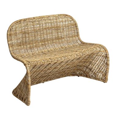 Amalfi Woven Rattan Outdoor S-Shaped Bench In Natural