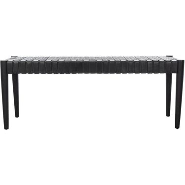 Amalia Leather Weave Bench