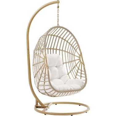 Amalie Wicker Rattan Outdoor Patio Swing Chair In Natural White