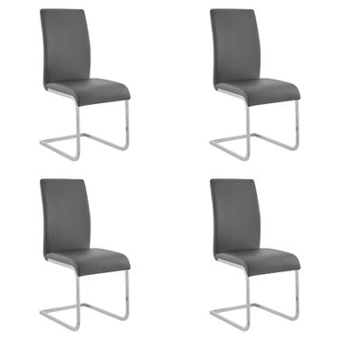 Amanda Side Chair Set of 4 In Gray and Chrome