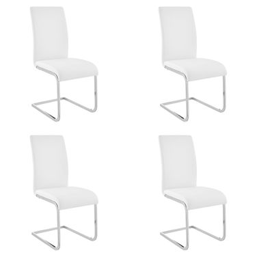Amanda Side Chair Set of 4 In White and Chrome