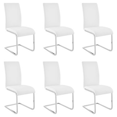 Amanda Side Chair Set of 6 In White and Chrome