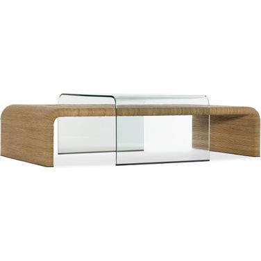 American Life Amani Brown Rope and Glass Cocktail Table