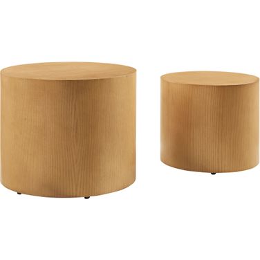 Amani Round Nesting Coffee Tables Set of 2 In Natural