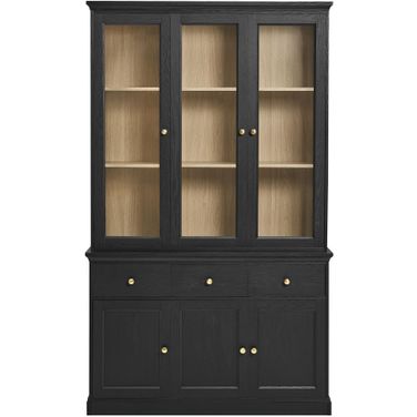 Amara 79 Inch Large Storage Display Cabinet In Black Oak