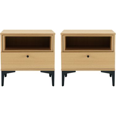 Amara Nightstand Set of 2 In Natural Oak